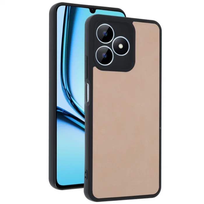 BUĞZ Realme Note 50 4g Kılıf Aras Deri Kapak - Pudra