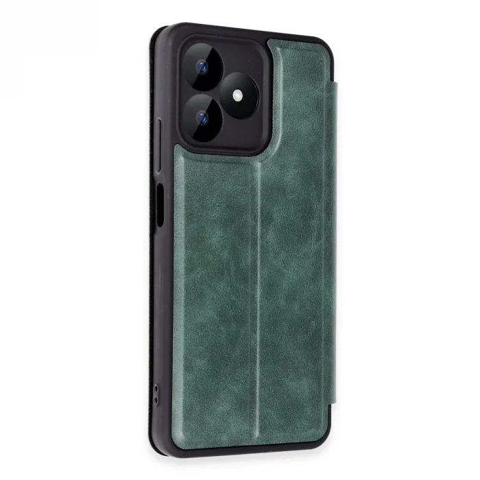 BUĞZ Realme Note 50 4g Kılıf Flip Cover - Koyu Yeşil