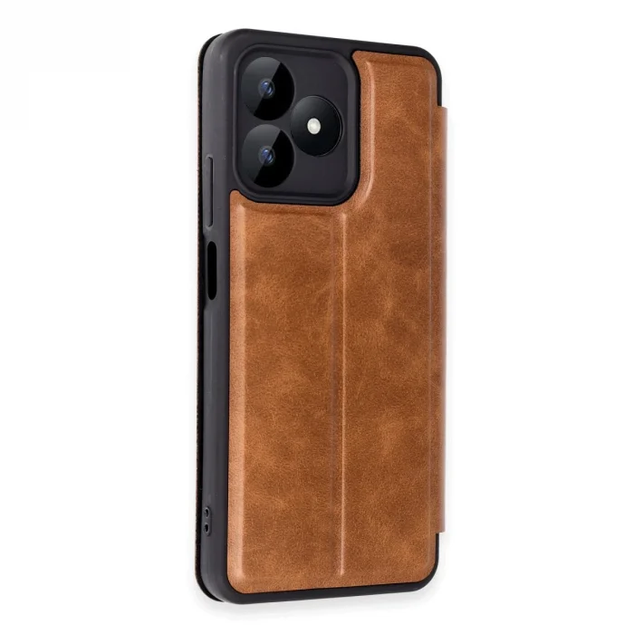 BUĞZ Realme Note 50 4g Kılıf Flip Cover - Taba