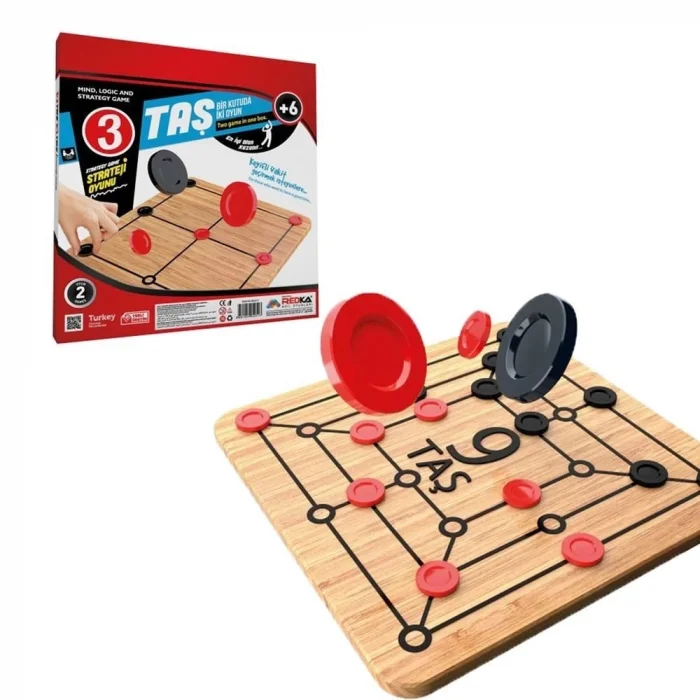  Redka Ahşap Dokuztaş / Üçtaş Kutu Oyunu