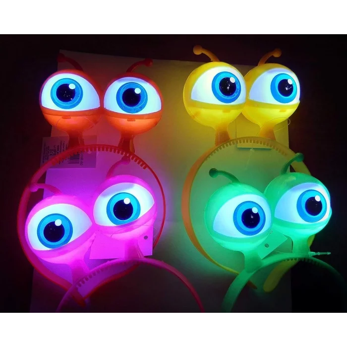 BUĞZ Rengarenk 3 Farklı Fonksiyonda Yanan Led Işıklı Uzaylı Göz Taç 1 Adet 18x12 Cm