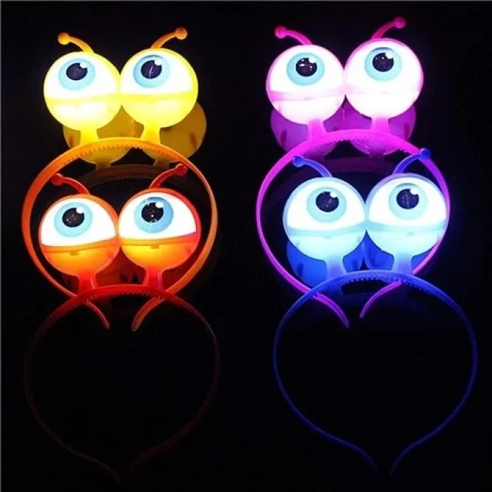 BUĞZ Rengarenk 3 Farklı Fonksiyonda Yanan Led Işıklı Uzaylı Göz Taç 1 Adet 18x12 Cm