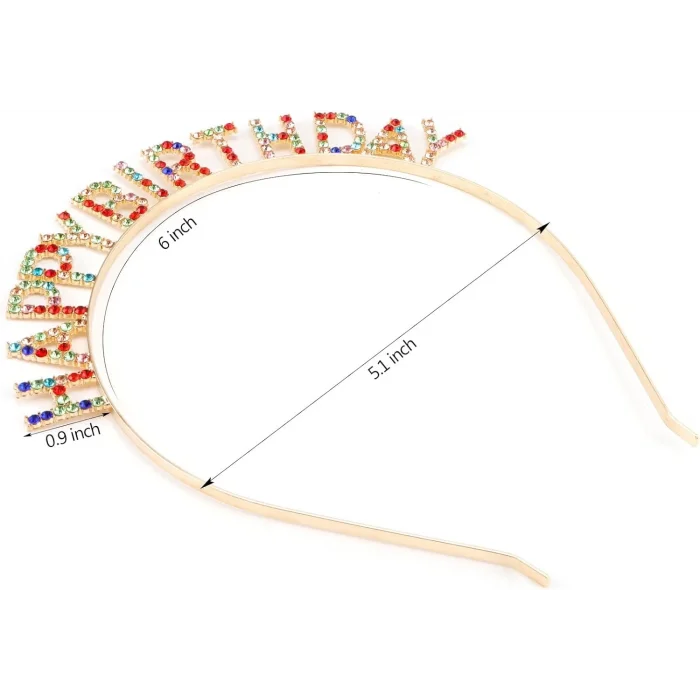  Rengarenk Kristal Taşlı Ekstra Lüks Gümüş Kaplama Happy Birthday Taç 16x17 cm