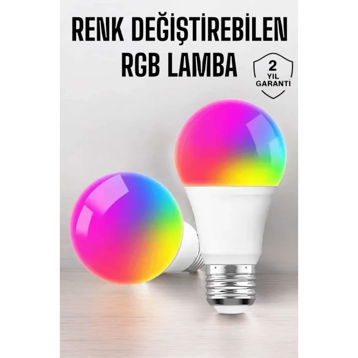  Renk Değiştirebilen RGB Işıklı Led Ampul A+Enerji 15 Watt Led Işık