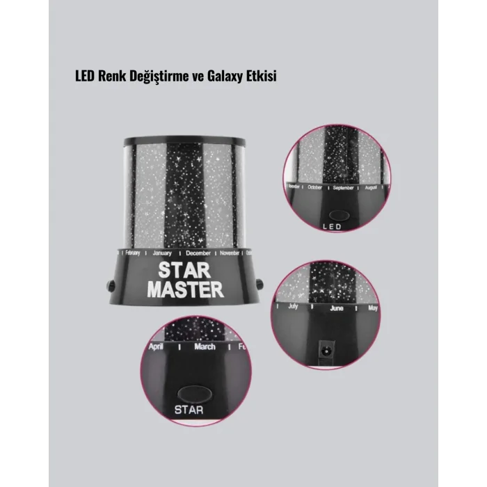 BUĞZ Renk Değiştirmeli LED Yıldız Projektör Parti ve Gece Lambası