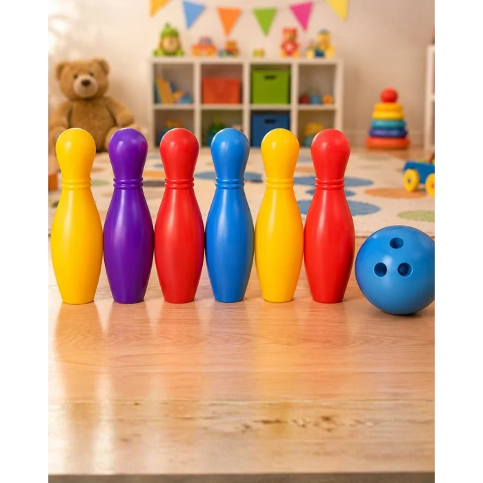 BUĞZ Renkli Çocuk Bowling Oyunu 6 Kukalı Eğitici Eğlence Seti
