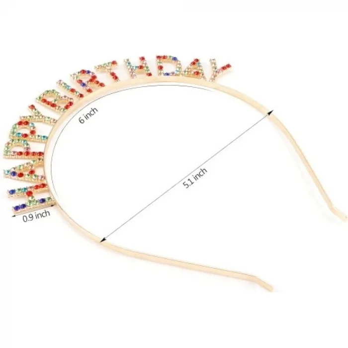  Renkli Kristal Taşlı Lüks Happy Birthday Taçı