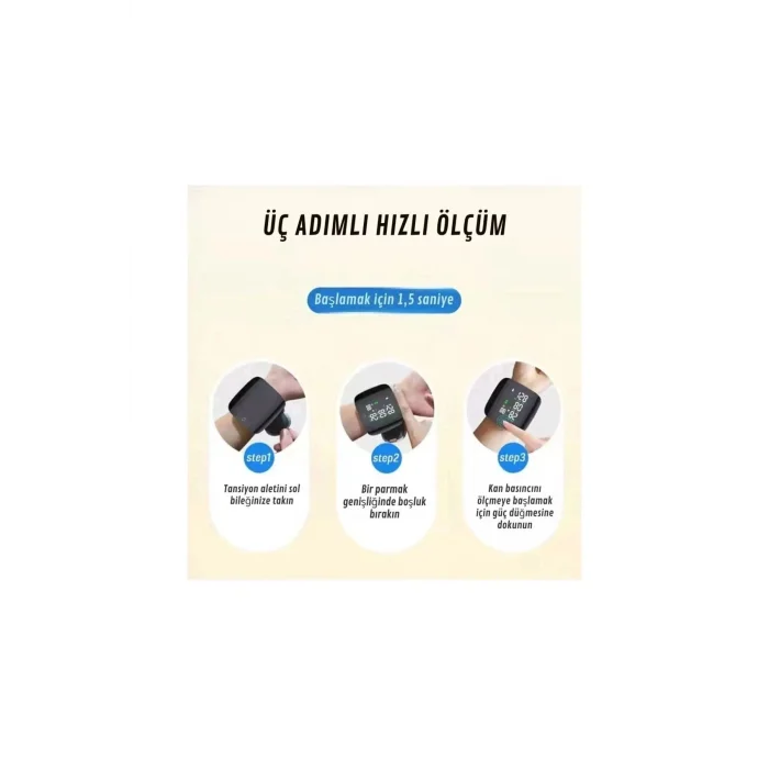 BUĞZ Renkli LCD Ekranlı Bilekten Tansiyon Aleti – Taşınabilir ve Kolay Kullanım Tansiyon Aleti