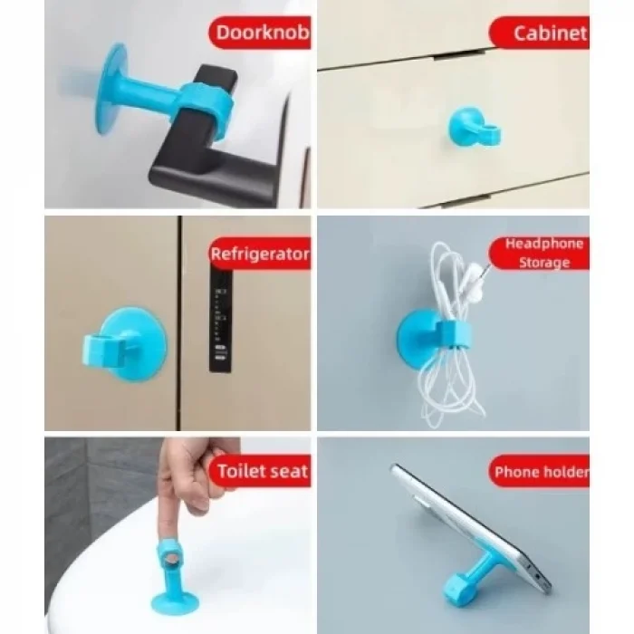 BUĞZ Renkli Vantuzlu Geçmeli Kapı Kolu Stoper 4lü Set