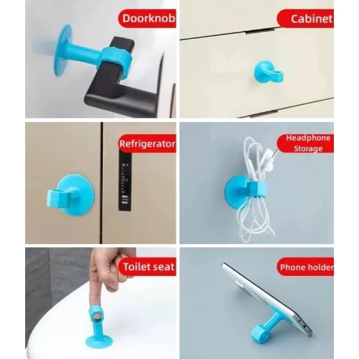 BUĞZ Renkli Vantuzlu Geçmeli Kapı Kolu Stoper 4lü Set