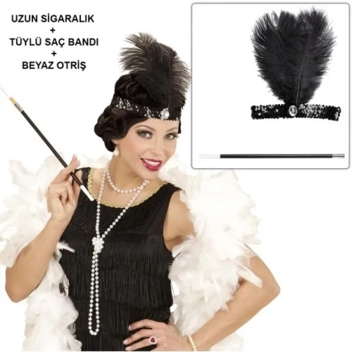 BUĞZ Retro Charliston Aksesuar Seti – Gatsby Kostüm Seti