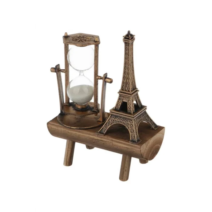  Retro Eyfel Kulesi Ve Kum Saati Dekoratif Ahşap Görünümlü Masa Biblosu