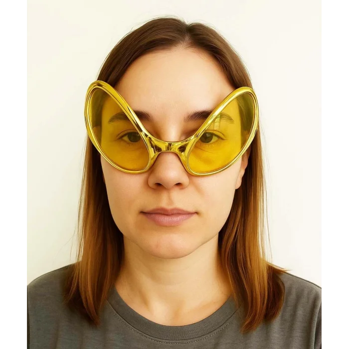 BUĞZ Retro Gözlük - 80 Li 90 Lı Yıllar Parti Gözlüğü Gold Renk 8x13 Cm