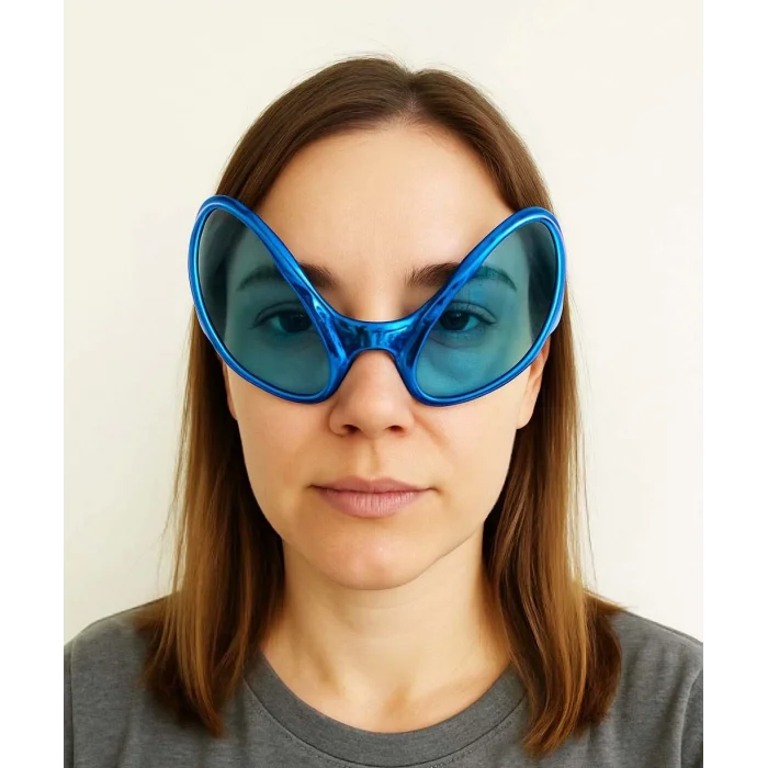  Retro Gözlük - 80 li 90 lı Yıllar Parti Gözlüğü Mavi Renk 8x13 cm