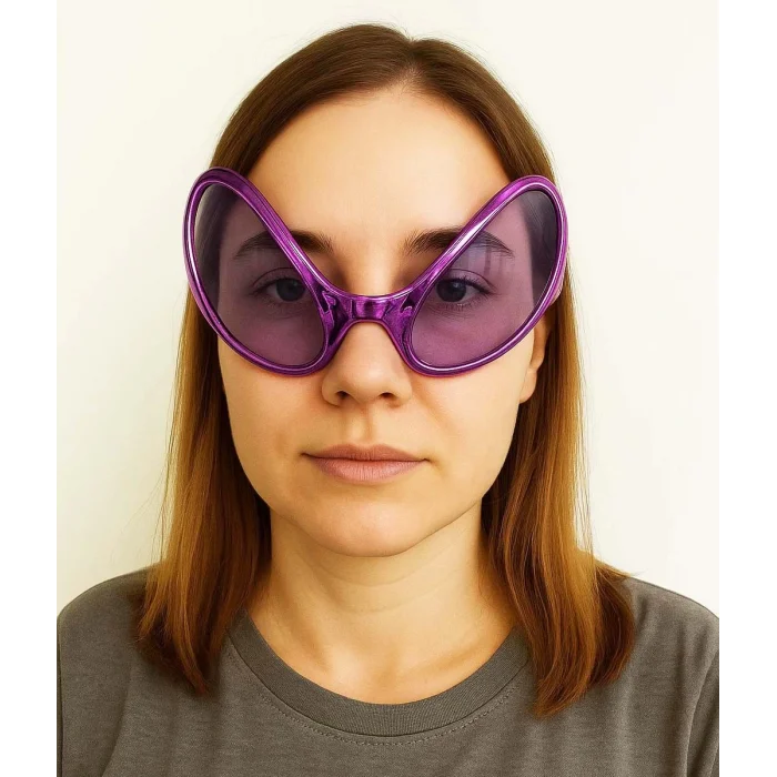  Retro Gözlük - 80 li 90 lı Yıllar Parti Gözlüğü Mor Renk 8x13 cm