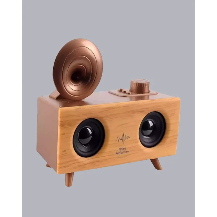 BUĞZ Retro Gramafon Bluetooth Hoparlör Çift Stereo Sesli FM Radyo Destekli - BUĞZ