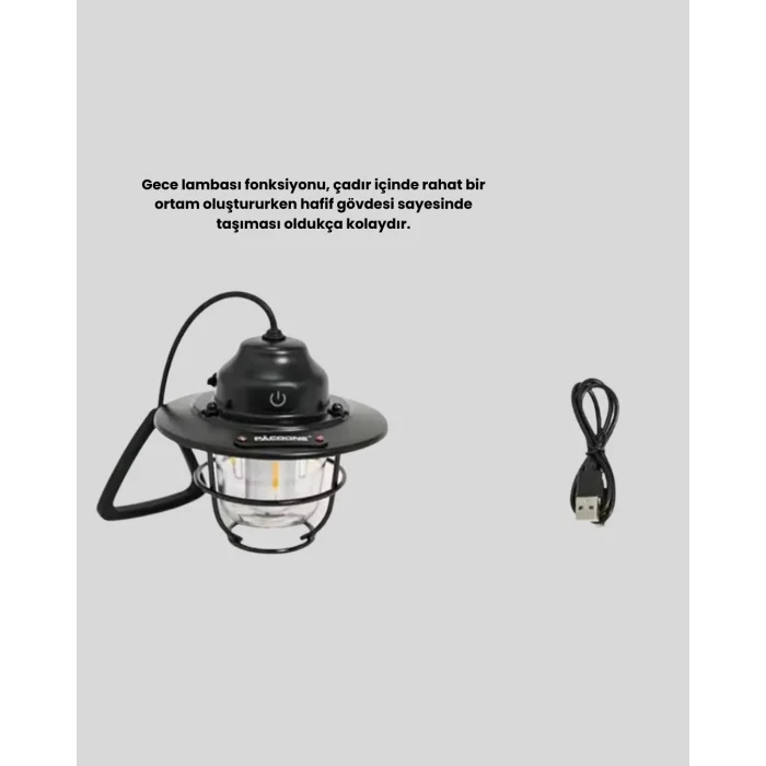 BUĞZ Retro Kamp Lambası Su Geçirmez Taşınabilir Gece Işığı Uzun Pil Ömürlü
