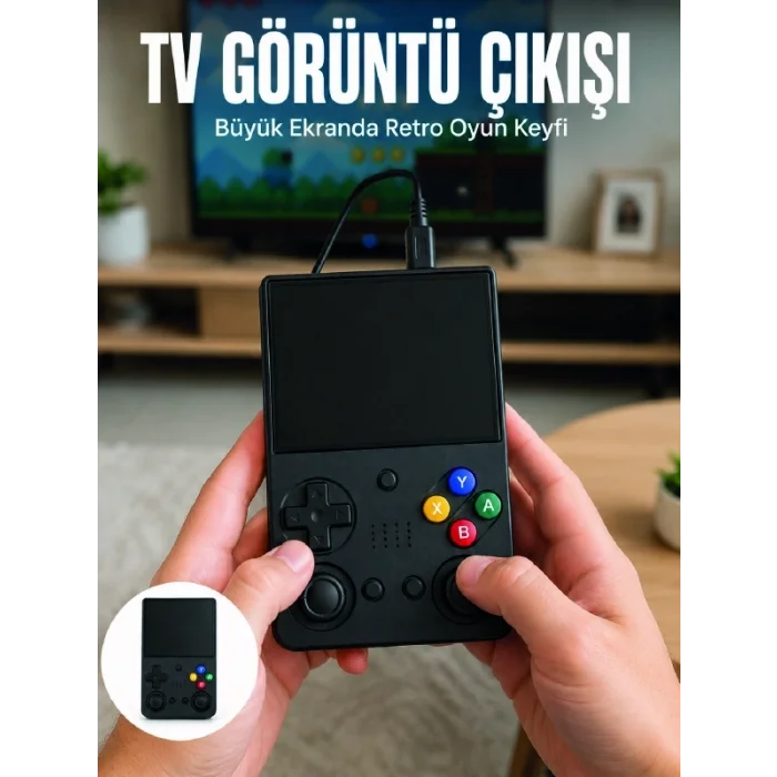 BUĞZ Retro Oyun Konsolu Çift Analog Joystick 64GB Hafızalı Taşınabilir El Konsolu