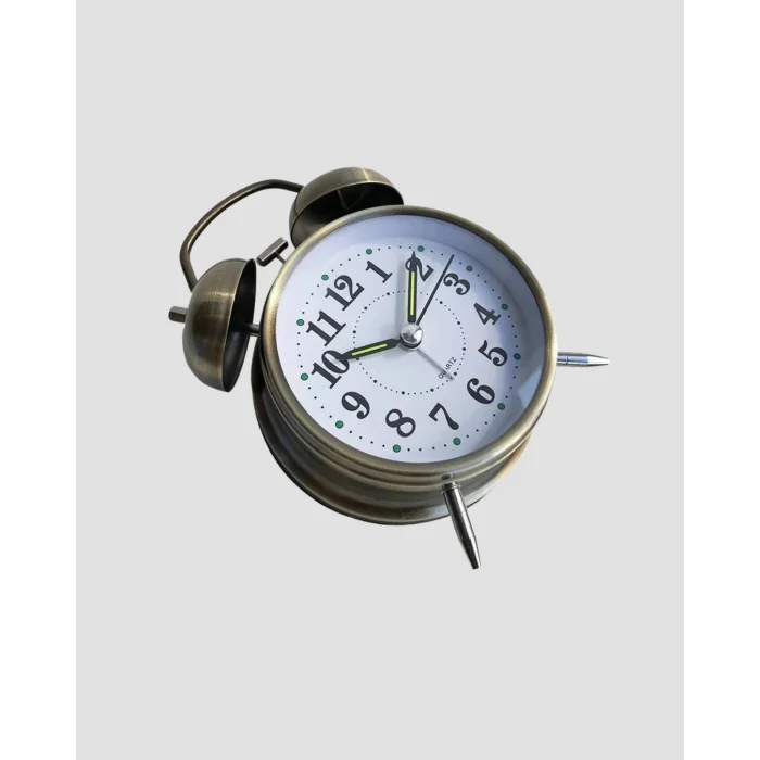 BUĞZ Retro Tarz Bronz Dekoratif Masa Saati Metal Gövde Yüksek Sesli Alarm