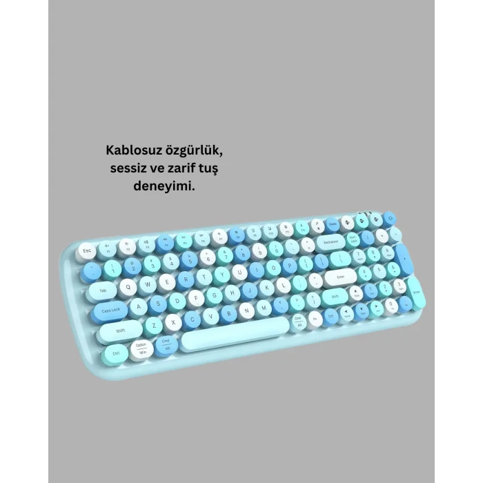 BUĞZ Retro Tarz Kablosuz Klavye Mouse Seti – 104 Tuşlu, Ergonomik Tasarım - BUĞZ