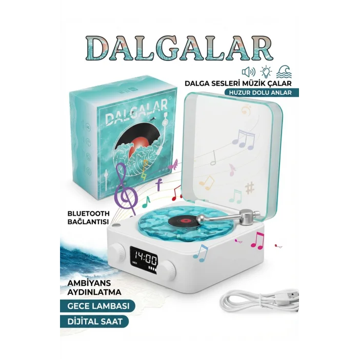 BUĞZ Retro Tasarımlı Bluetooth Bağlantılı Plak Çalar, 3D Ses ve Subwoofer Özellikli Beyaz Pikap