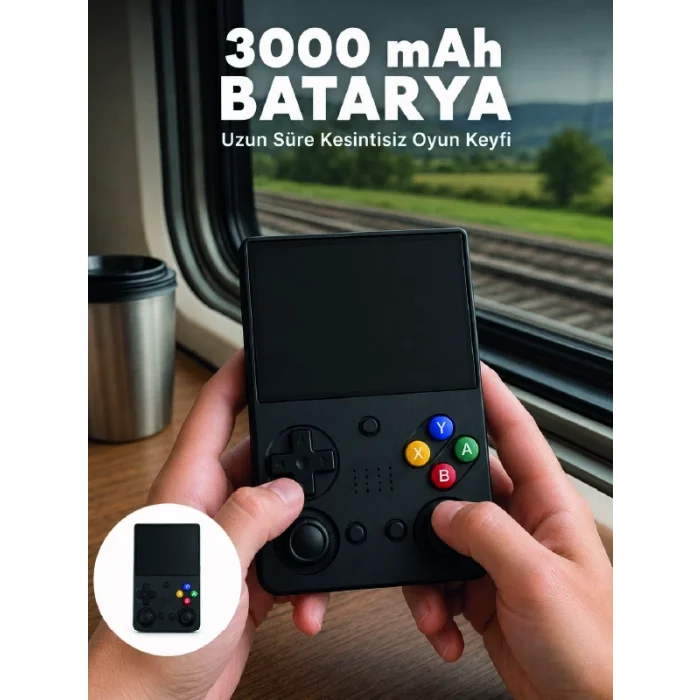 BUĞZ Retro Taşınabilir Oyun Konsolu 3.5 İnç IPS Ekran 26 Emülatör Destekli 64GB El Tipi Oyun Cihazı