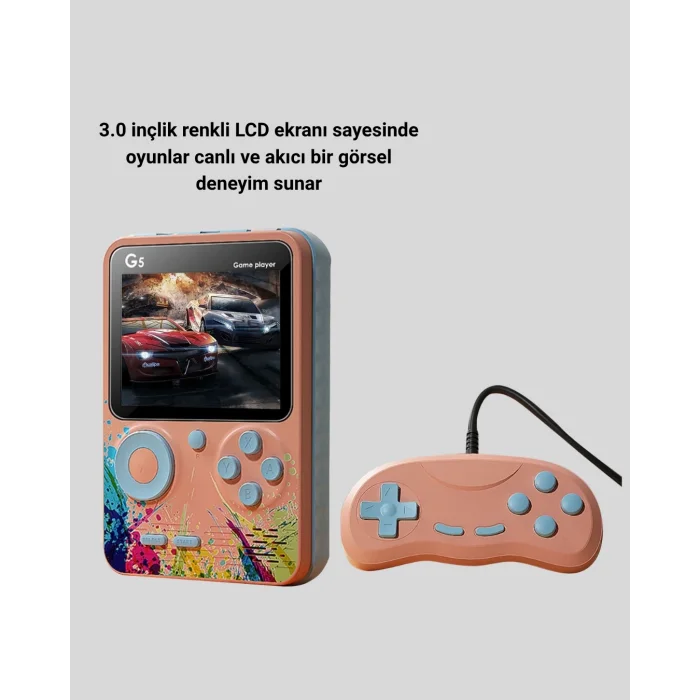 BUĞZ Retro Taşınabilir Oyun Konsolu 500 Klasik Oyunlu, 3.0 İnç Renkli Ekran