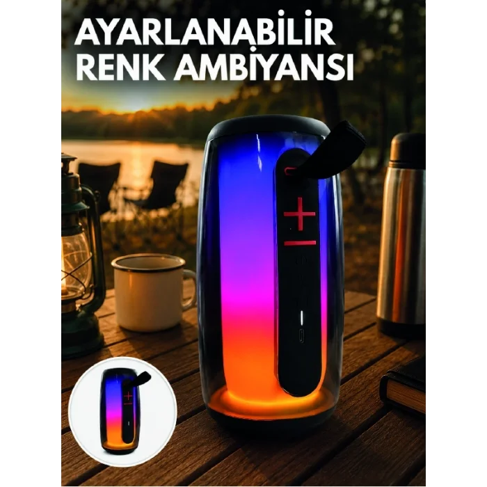 BUĞZ RGB Aydınlatmalı Kablosuz Bluetooth Hoparlör USB Bellek TF Kart Destekli