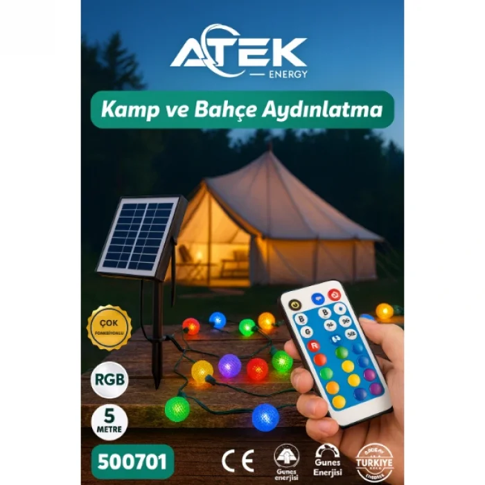 BUĞZ RGB Güneş Enerjili Boncuk Kamp Ve Bahçe Aydınlatma