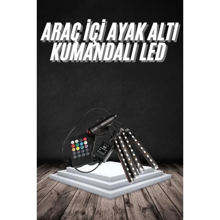  RGB Işıklı Araç İçi Aydınlatma Kumandalı 12li Led Işık Renk Değiştirebilen