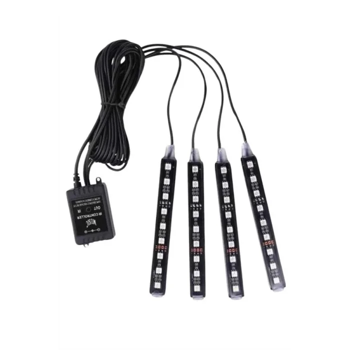  RGB Işıklı Araç İçi Aydınlatma Kumandalı 12li Led Işık Renk Değiştirebilen