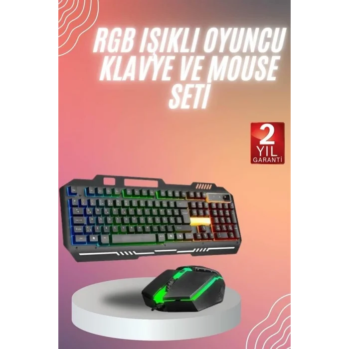 BUĞZ RGB Işıklı Gaming Oyuncu Klavye Q Klavye Mouse Hediyeli
