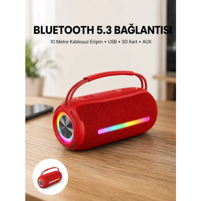BUĞZ RGB Işıklı Taşınabilir Hoparlör – Çoklu Bağlantı Desteği
