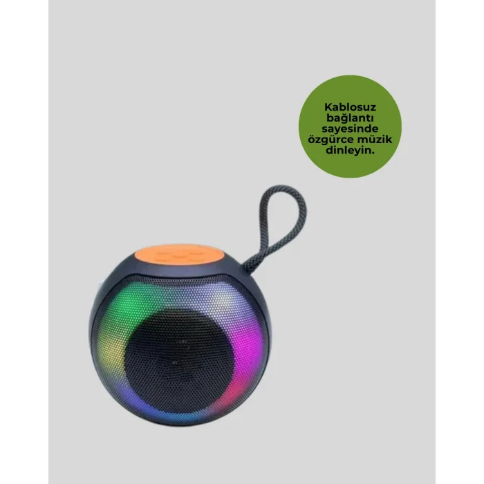 BUĞZ RGB Işıklı Taşınabilir Kablosuz Bluetooth Hoparlör - BUĞZ