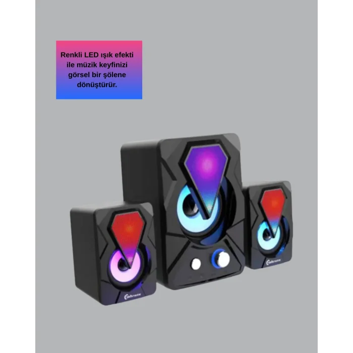 BUĞZ RGB Işıklı USB Hoparlör Seti 9W Çıkış Gücü Derin Bas - Lisinya