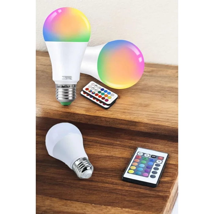  RGB Led Lamba Led Işık Ampul Renk Değiştirebilen 100 Watt