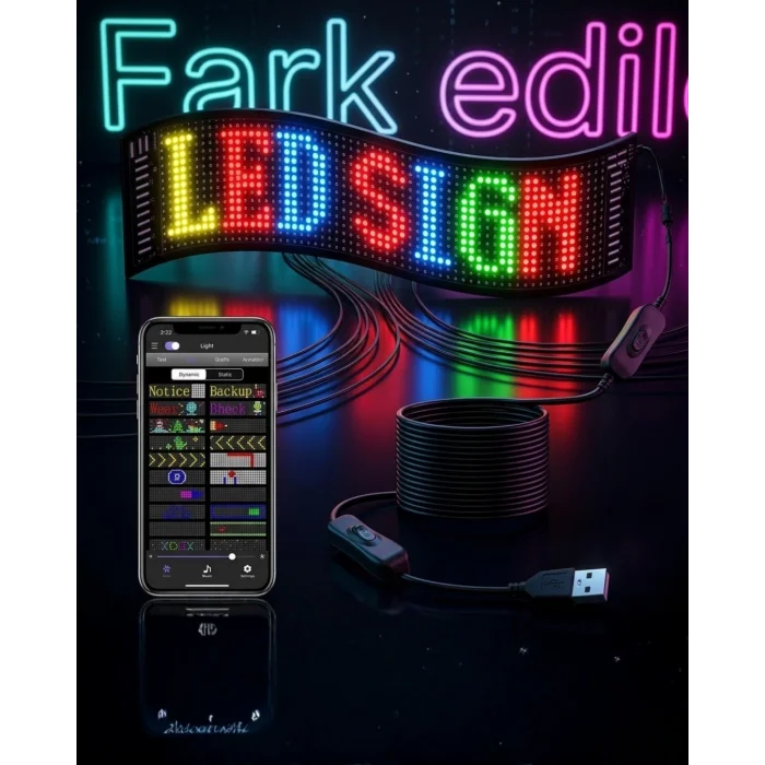 BUĞZ RGB LED Matrix Panel 60 cm 16x96 Piksel Kayan Yazı ve Animasyon Destekli