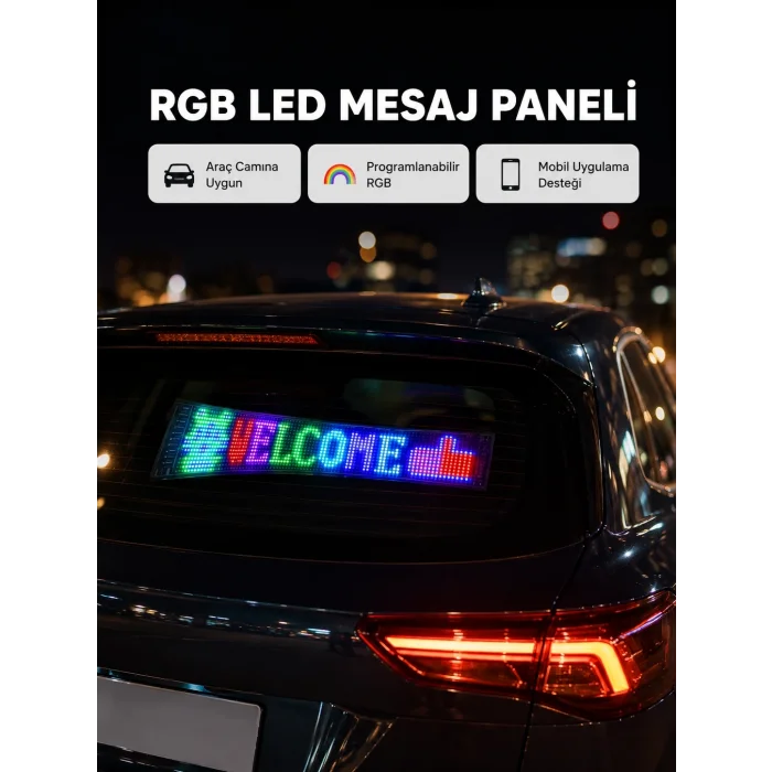 BUĞZ RGB LED Panel – Mobil Uyumlu, Yazı ve GIF Destekli, USB Bağlantılı Dekoratif Ekran
