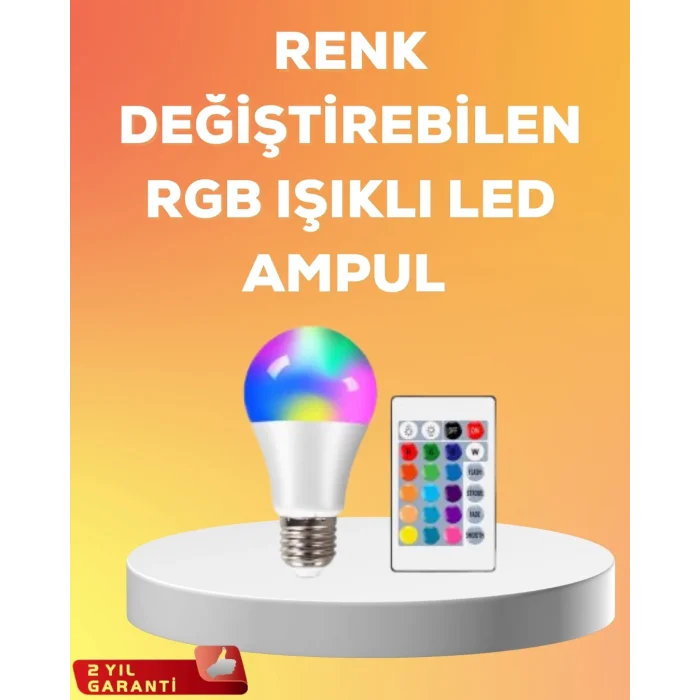  RGB Uzaktan Kumandalı LED Ampul 16 Renk A Kalite 2025 Model Orijinal