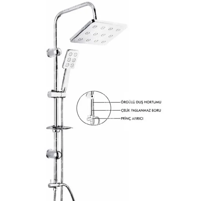  Robot Duş Seti Krom Dikdörtgen Çok Fonksiyonlu Yağmur Robot Duş Sistemi