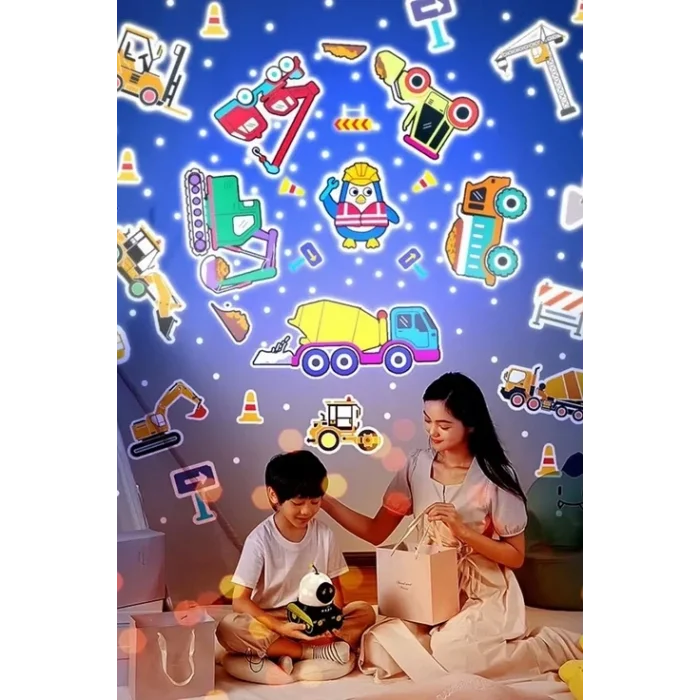 BUĞZ Robot Projeksiyon Gece Lambası Hoparlörlü Şarjlı Yıldızlı Gökyüzü Temalı Led Projeksiyon Lambası - Lisinya