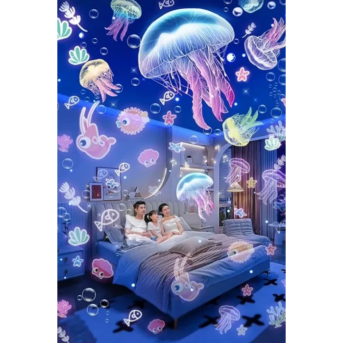 BUĞZ Robot Projeksiyon Gece Lambası Hoparlörlü Şarjlı Yıldızlı Gökyüzü Temalı Led Projeksiyon Lambası - Lisinya