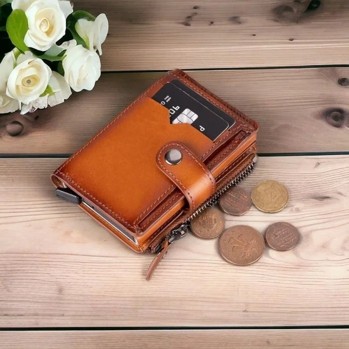 BUĞZ Rodos Hakiki Deri, El Yapımı, Pop-Up Kartlık Cüzdan, Gölgeli Taba