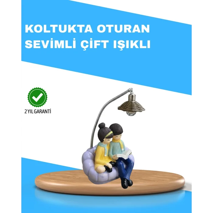 BUĞZ Romantik Çift Temalı Dekoratif Masa Lambası Yumuşak LED Işık