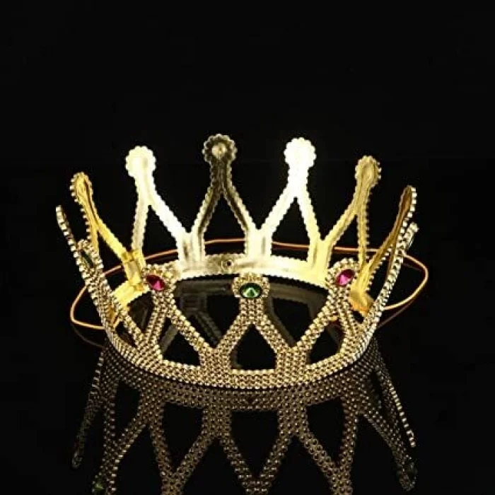 BUĞZ Rönesans Kostümlü Kraliyet Ortaçağ Altın Gold Kraliçe Prenses Tacı