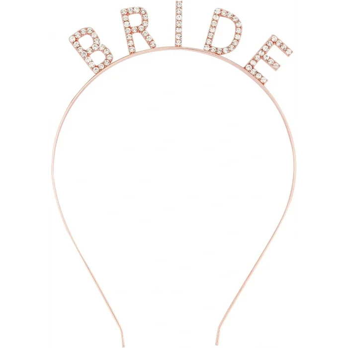 BUĞZ Rose Gold Bekarlığa Veda Kristal Taş Bride Tacı