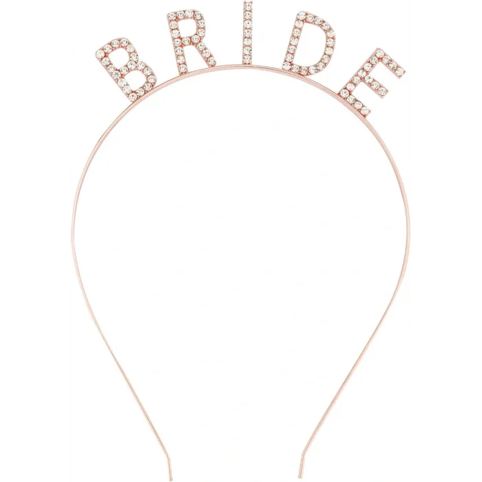 BUĞZ Rose Gold Bekarlığa Veda Kristal Taş Bride Tacı