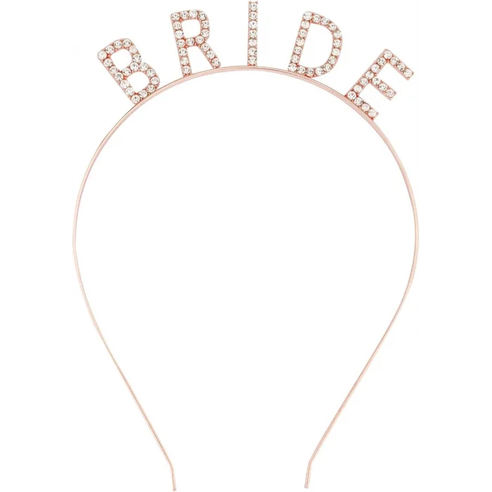 BUĞZ Rose Gold Renk Bekarlığa Veda Kristal Taş Bride Tacı İthal 16x10 cm