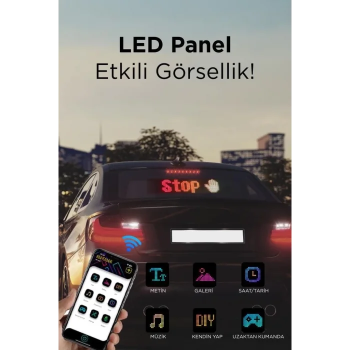 BUĞZ Rp1259 Led Matrix Panel 16x96cm Telefon Kontrollü Kayar Led Animasyon Aydınlatma