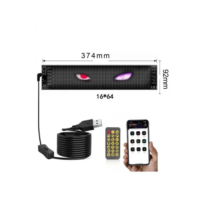 BUĞZ Rp937 Led Matrix Panel 16x64cm Telefon Kontrollü Kayar Led Animasyon Aydınlatma